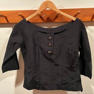 1950's Vintage Black Silk Top
